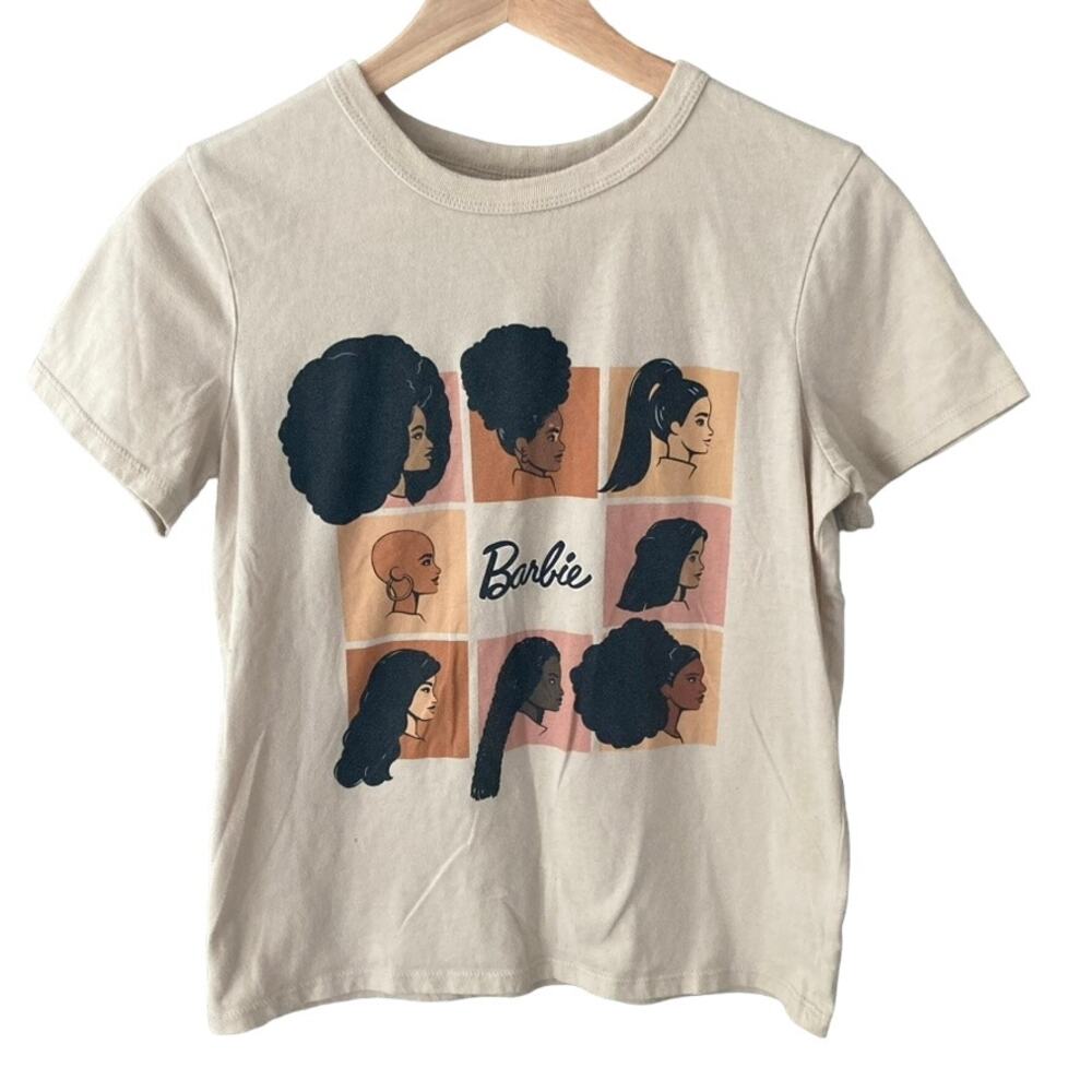Barbie Silhouette Portrait Squares Tee - Cream Brown - XS